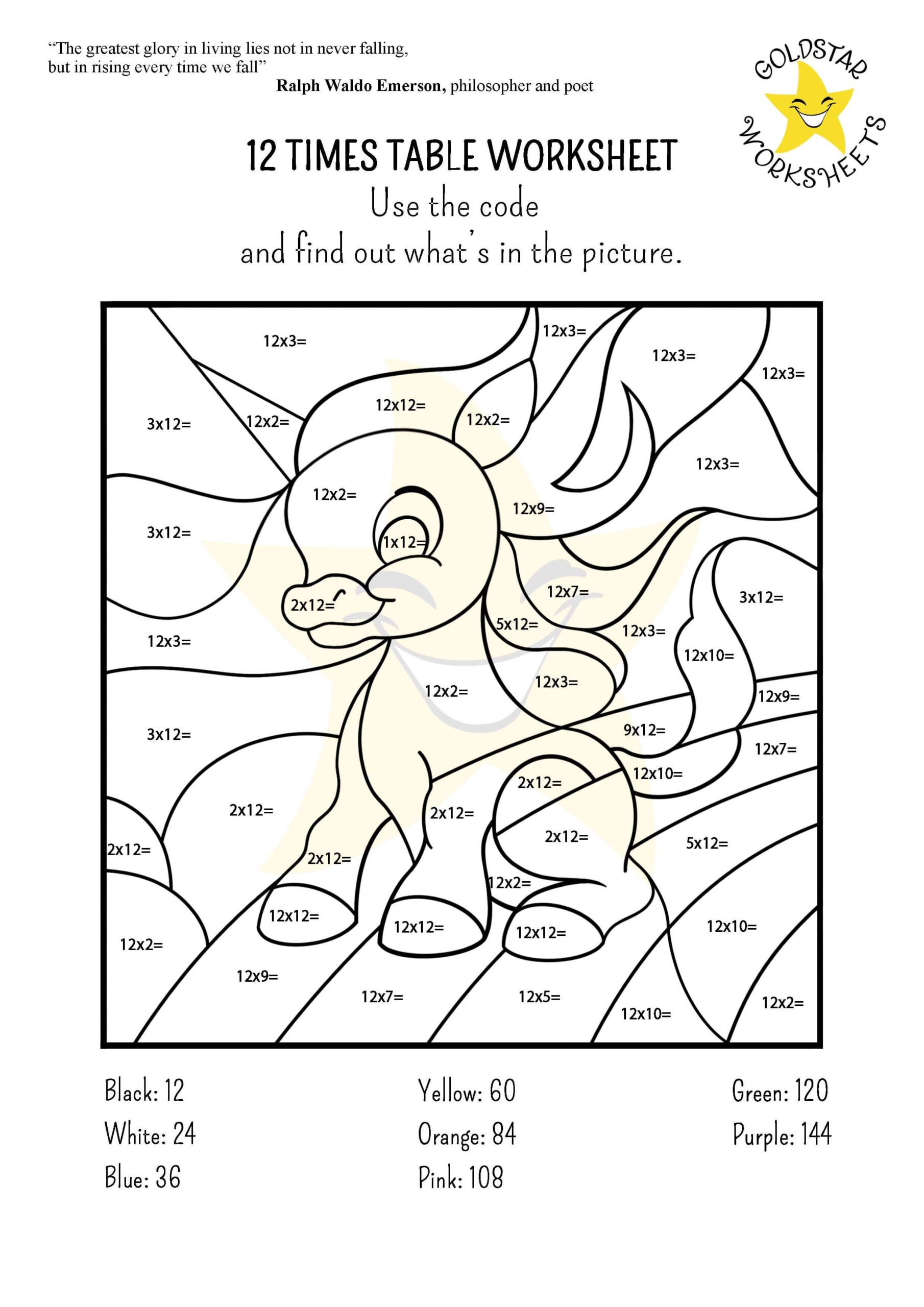 Free Printable Multiplication Worksheets 12