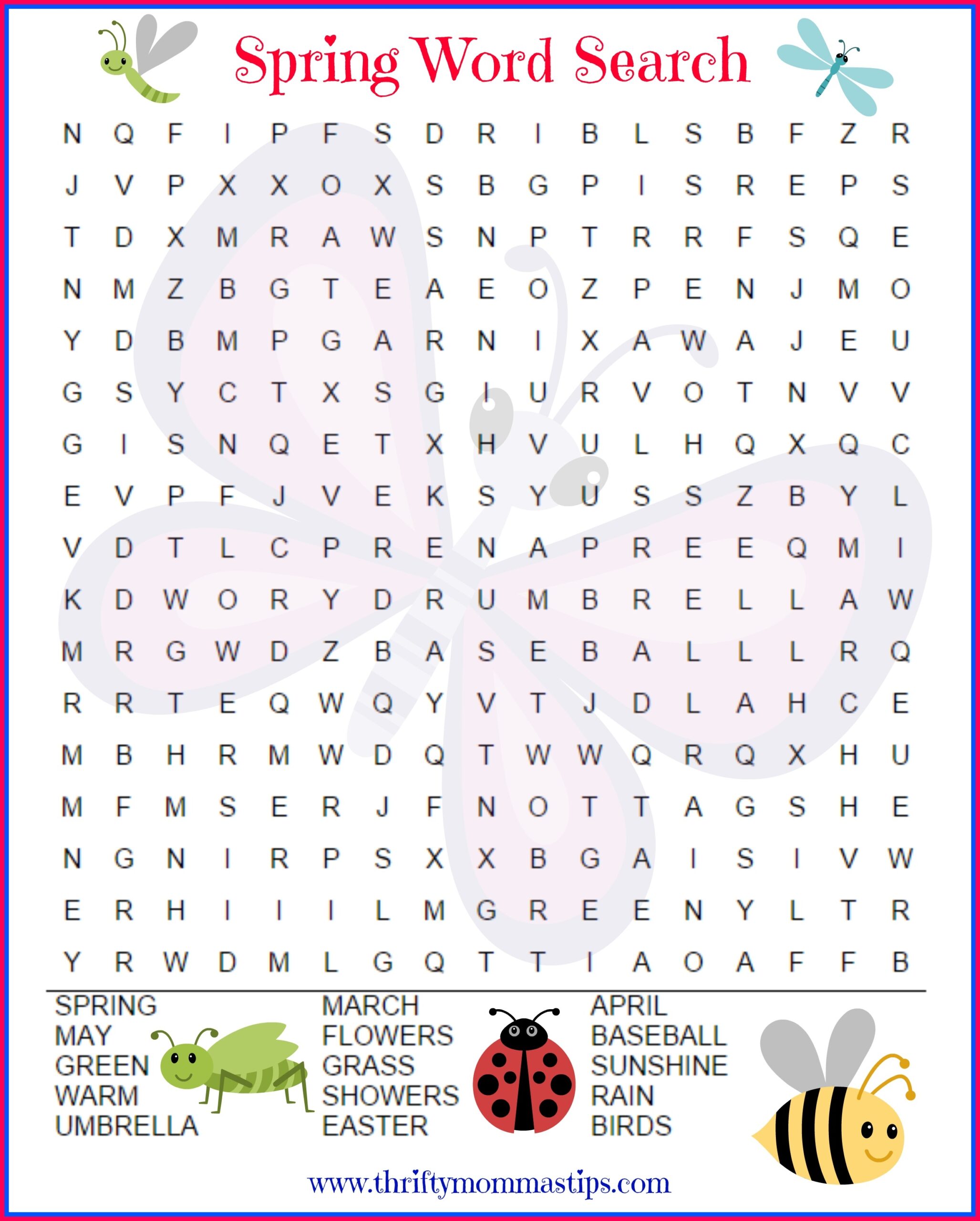 Spring Word Puzzles Printable