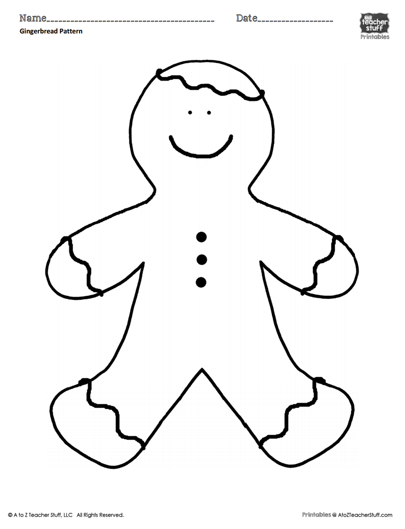 Gingerbread Man Coloring Sheet Or Pattern A To Z Teacher Stuff