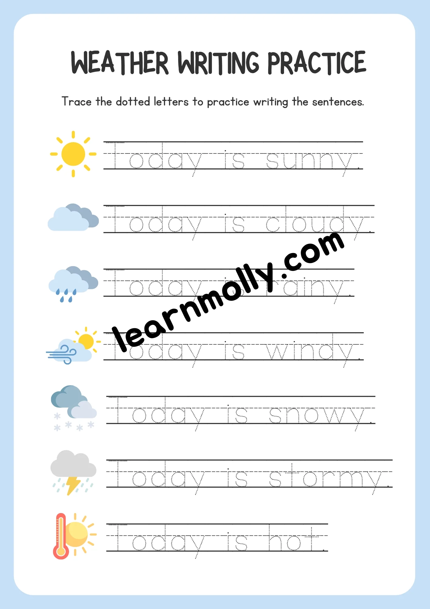 Grade 1 Writing Practise Worksheets