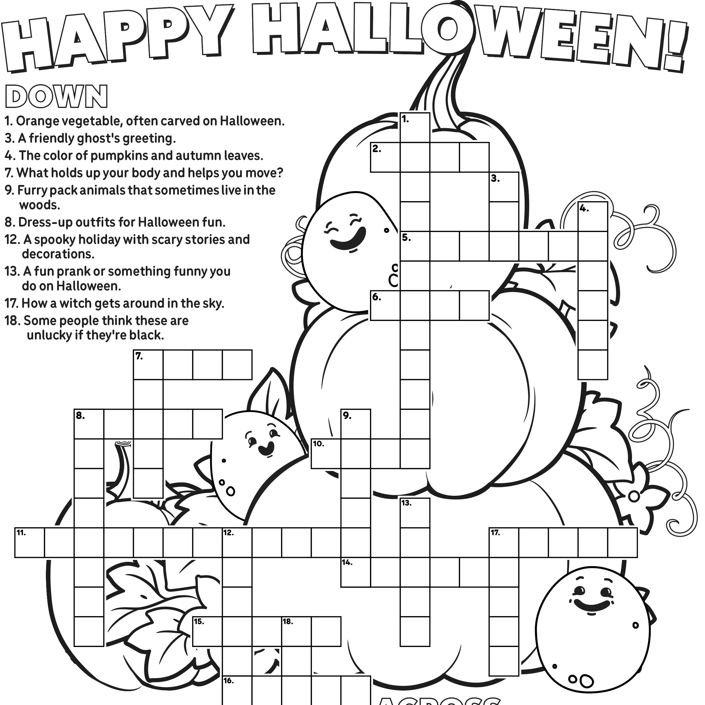 Crossword Haloween Puzzles Printable