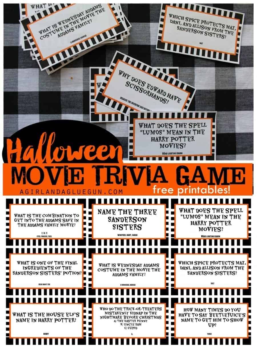 Halloween Movie Trivia Game With Free Printables A Girl And A 