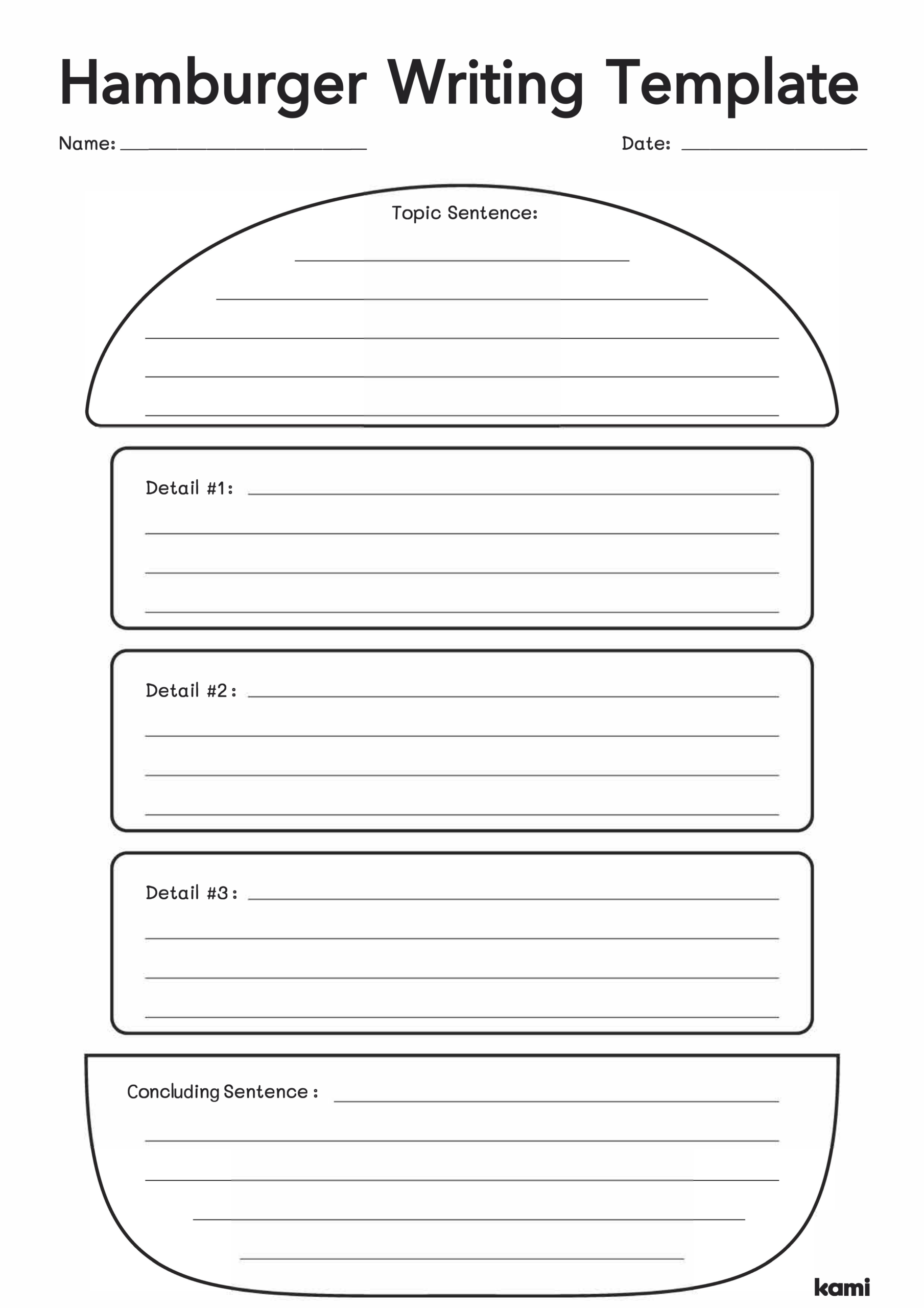 Hamburger Writing Template For Teachers Perfect For Grades 10th 