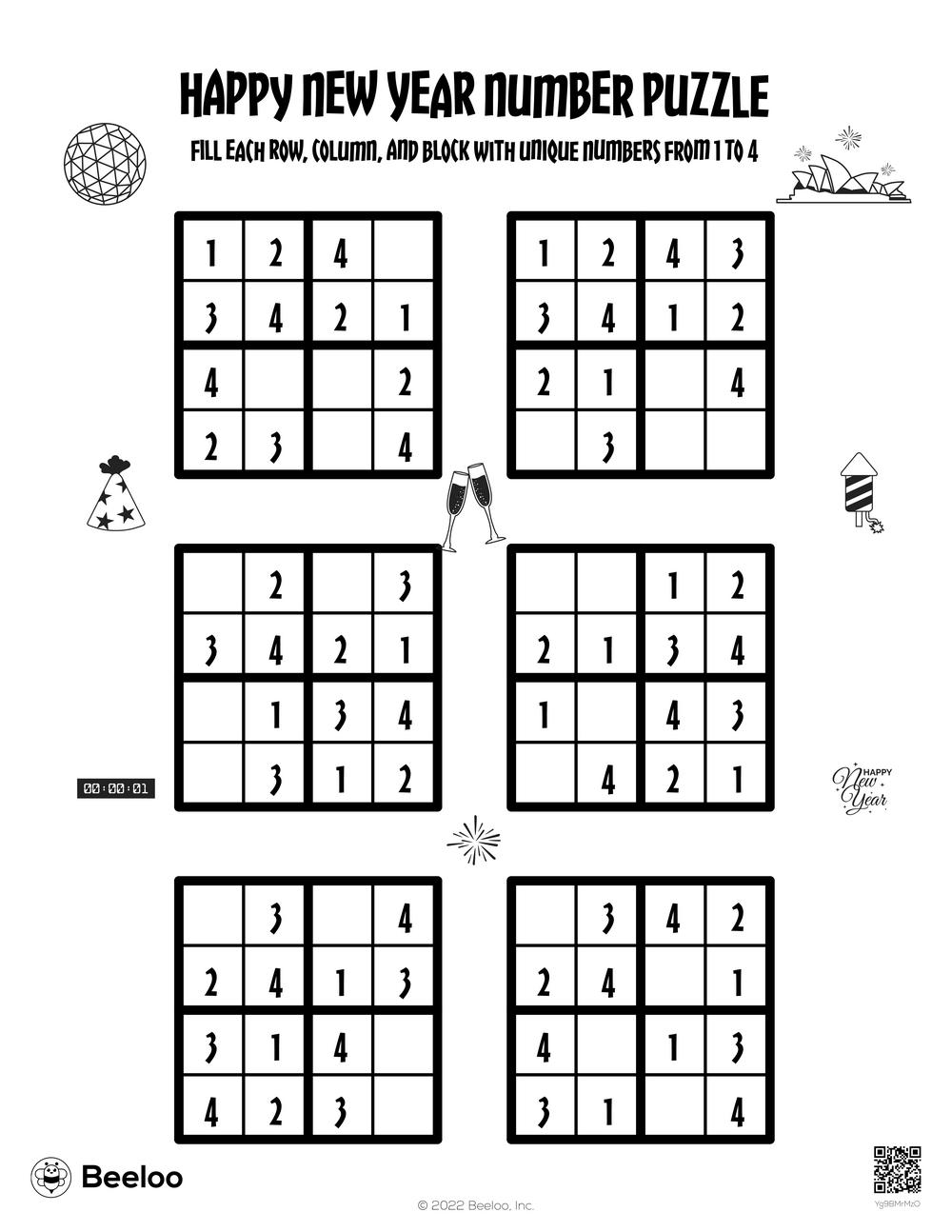 Happy New Year Number Puzzle Beeloo Printable Crafts And 
