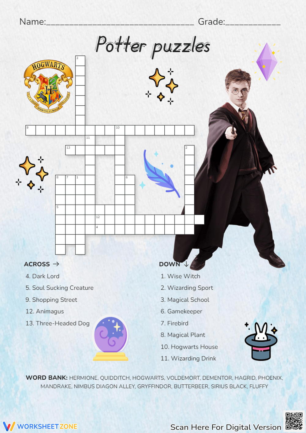 Free Printable Harry Potter Crossword Puzzles