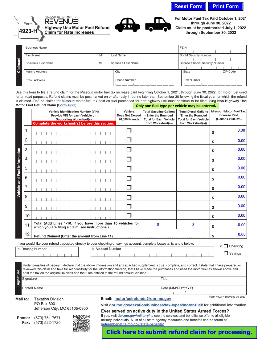 Missouri Tax Form 4923-H
