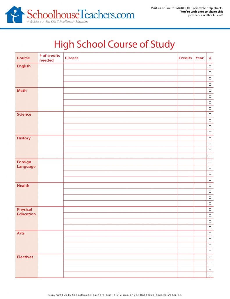 Free Printable High School Worksheets