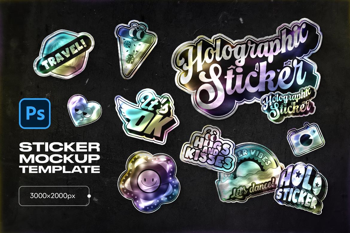 Holographic Sticker Mockup