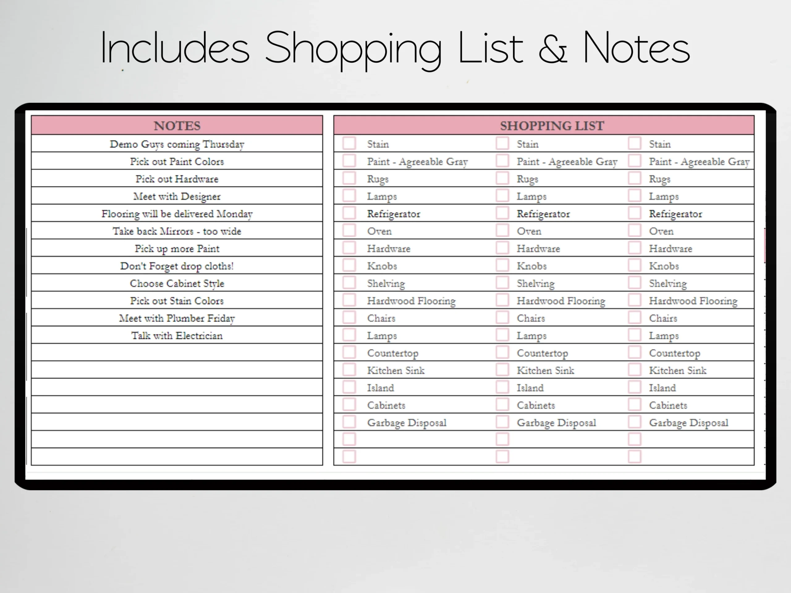 Printable Home Renovation Checklist Template