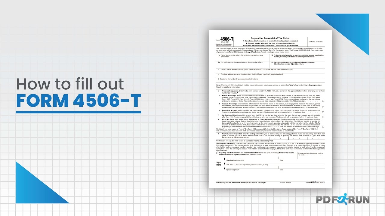 Irs Form 4506-T Instructions
