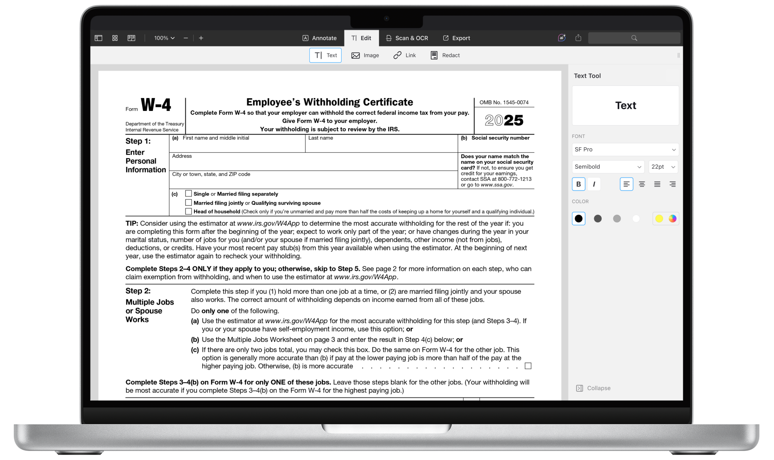How To Fill Out IRS W4 Form 2025 PDF PDF Expert