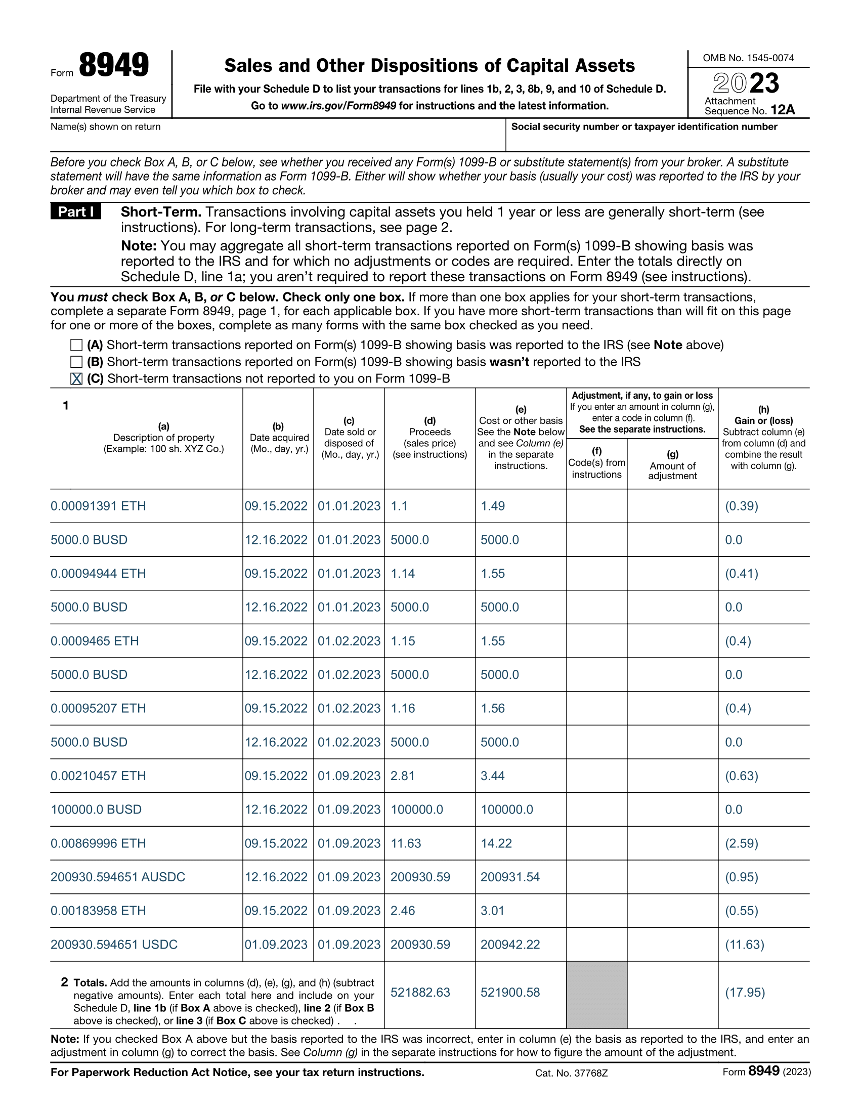 Irs Form 8949 2024 Pdf
