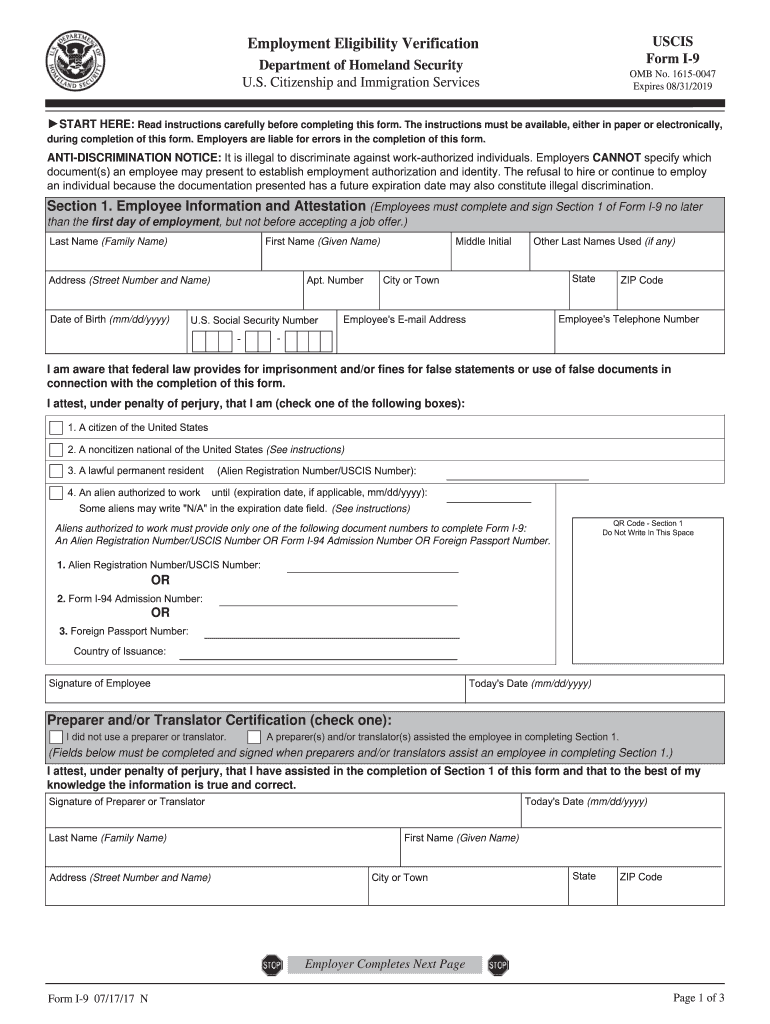 I 9 Form 2016 Pdf Fill Out amp Sign Online DocHub