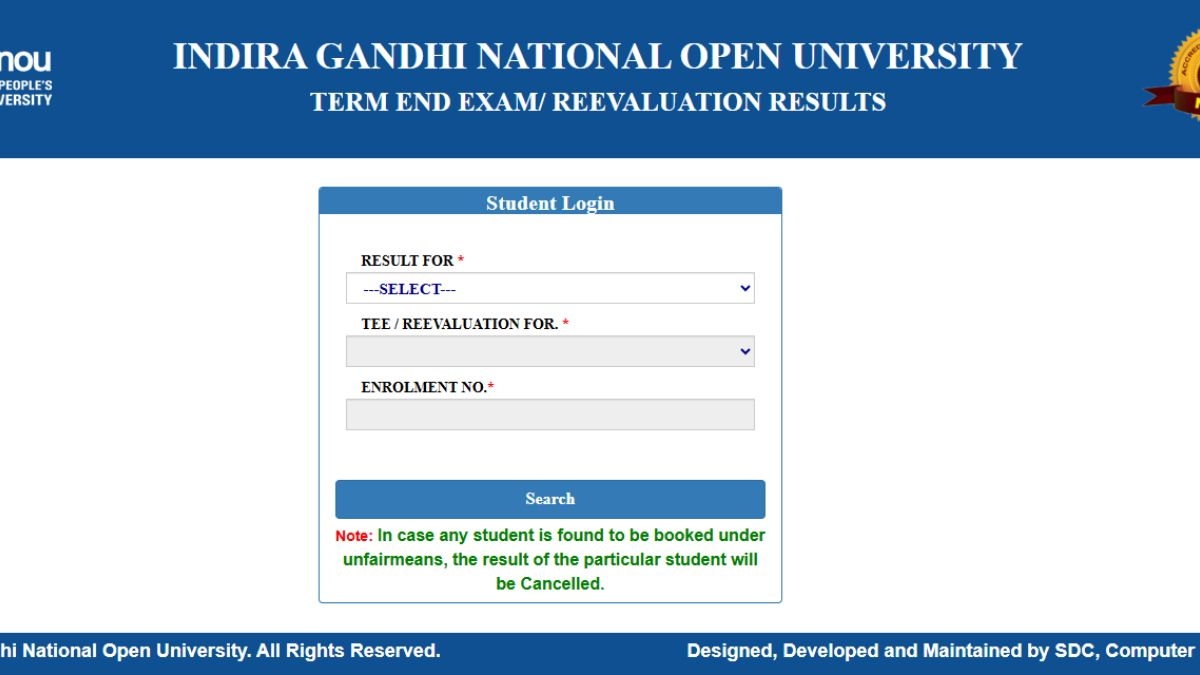IGNOU Result June 2025 Out Check TEE June Result Here
