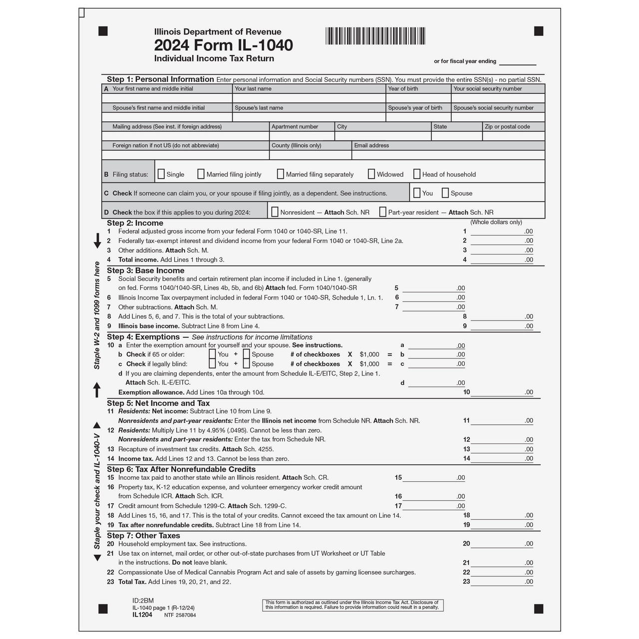Il 1040x Form Printable