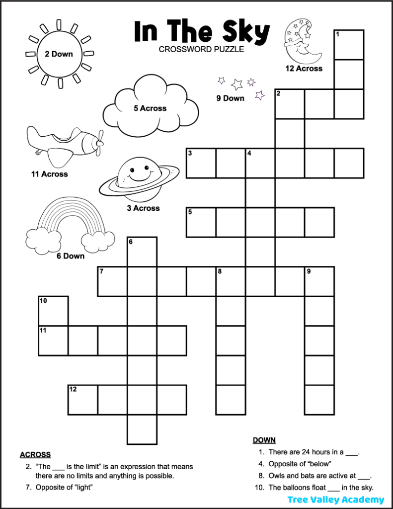 Free Kids Crossword Puzzles Printables Easy