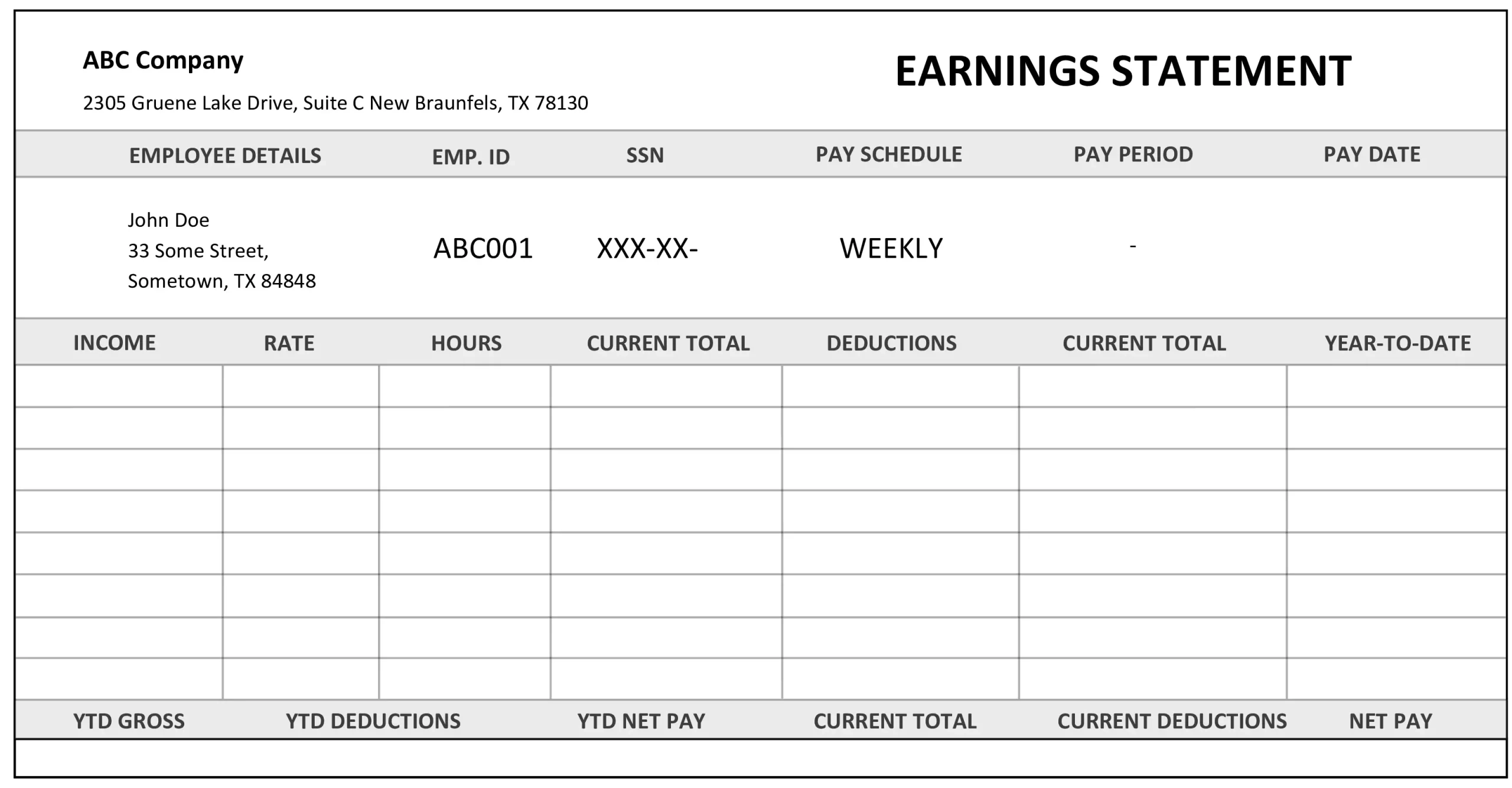 Printable Editable Pdf Blank Pay Stubs Template