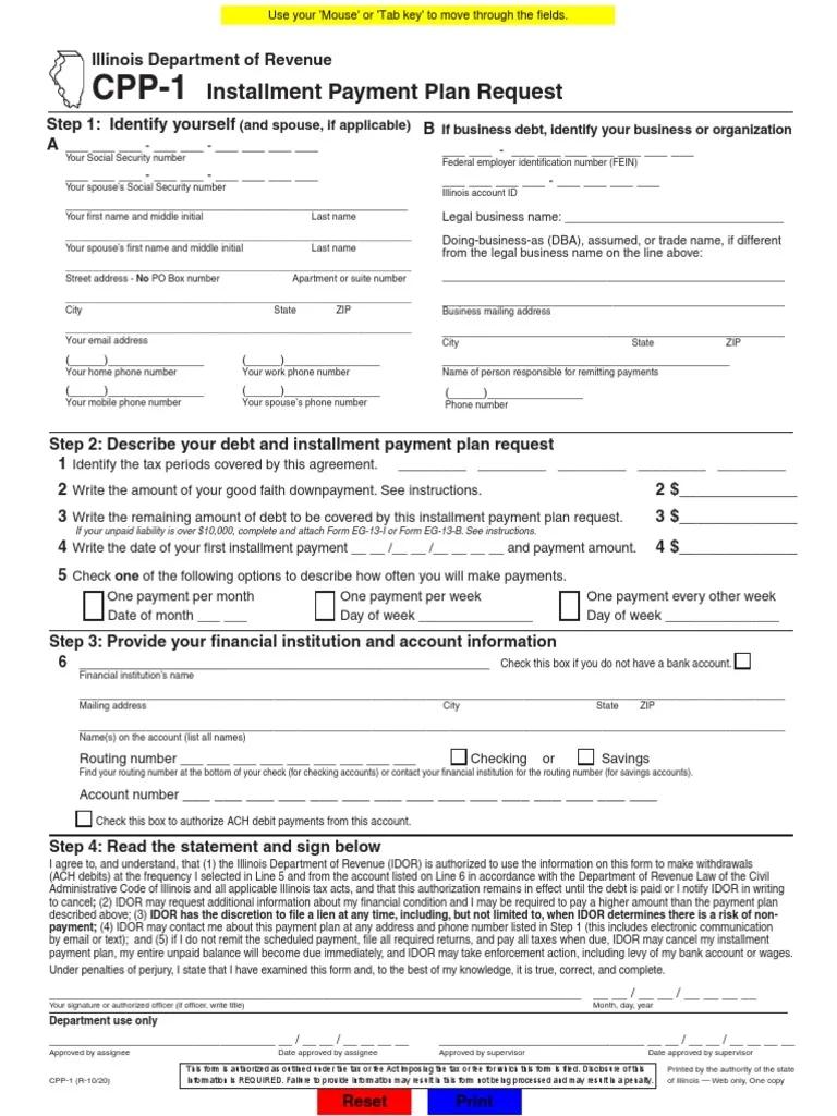 Irs Form For Payment Plan Application