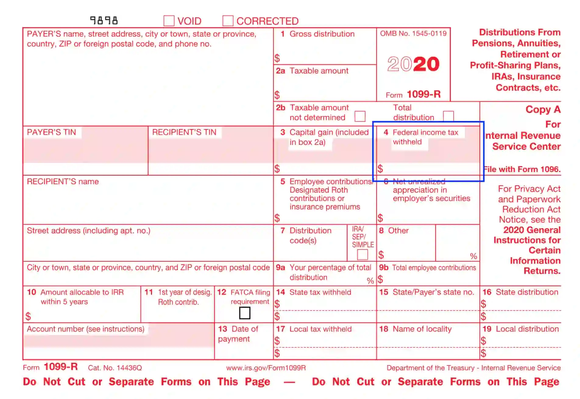 IRS Form 1099 R Fill Out Printable PDF Forms Online