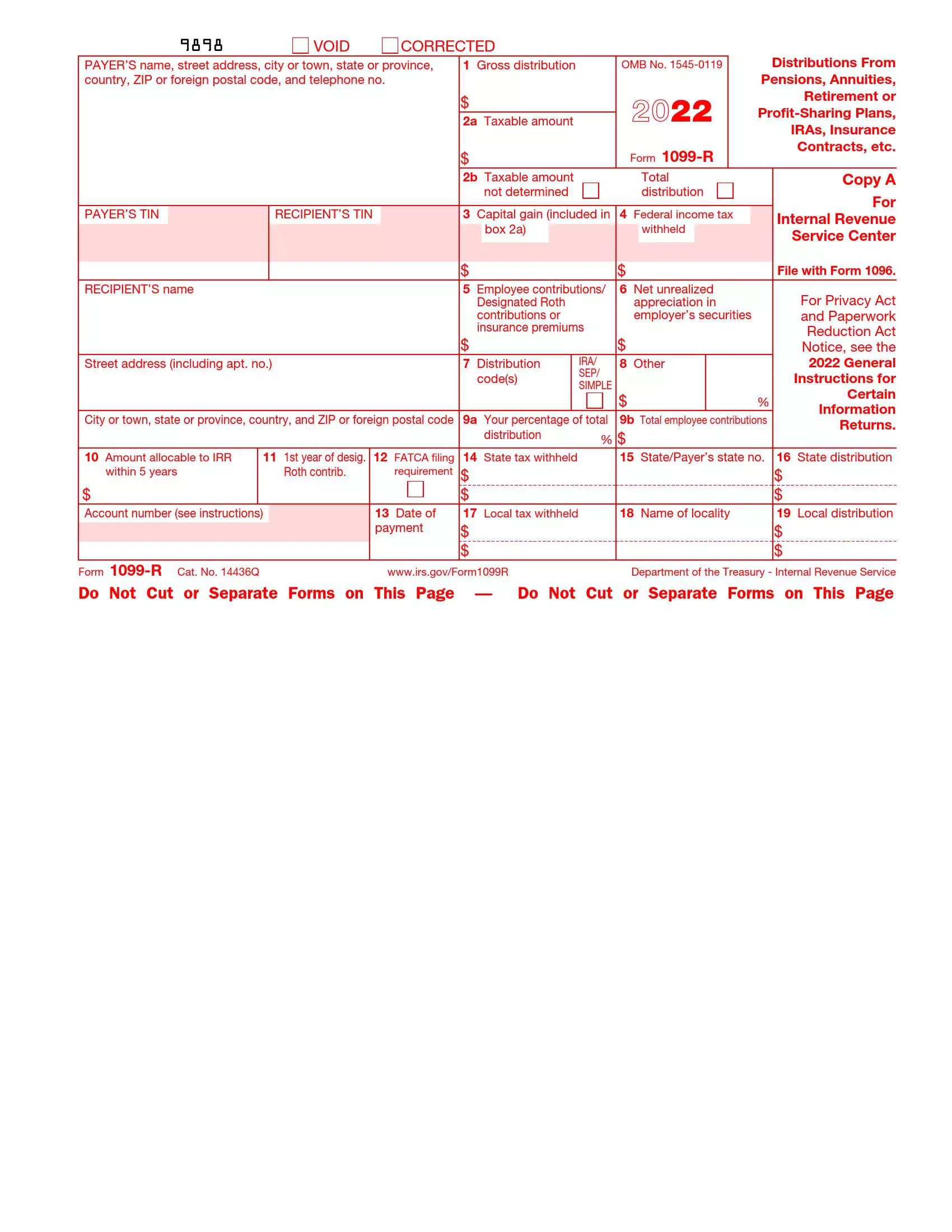 IRS Form 1099 R Fill Out Printable PDF Forms Online