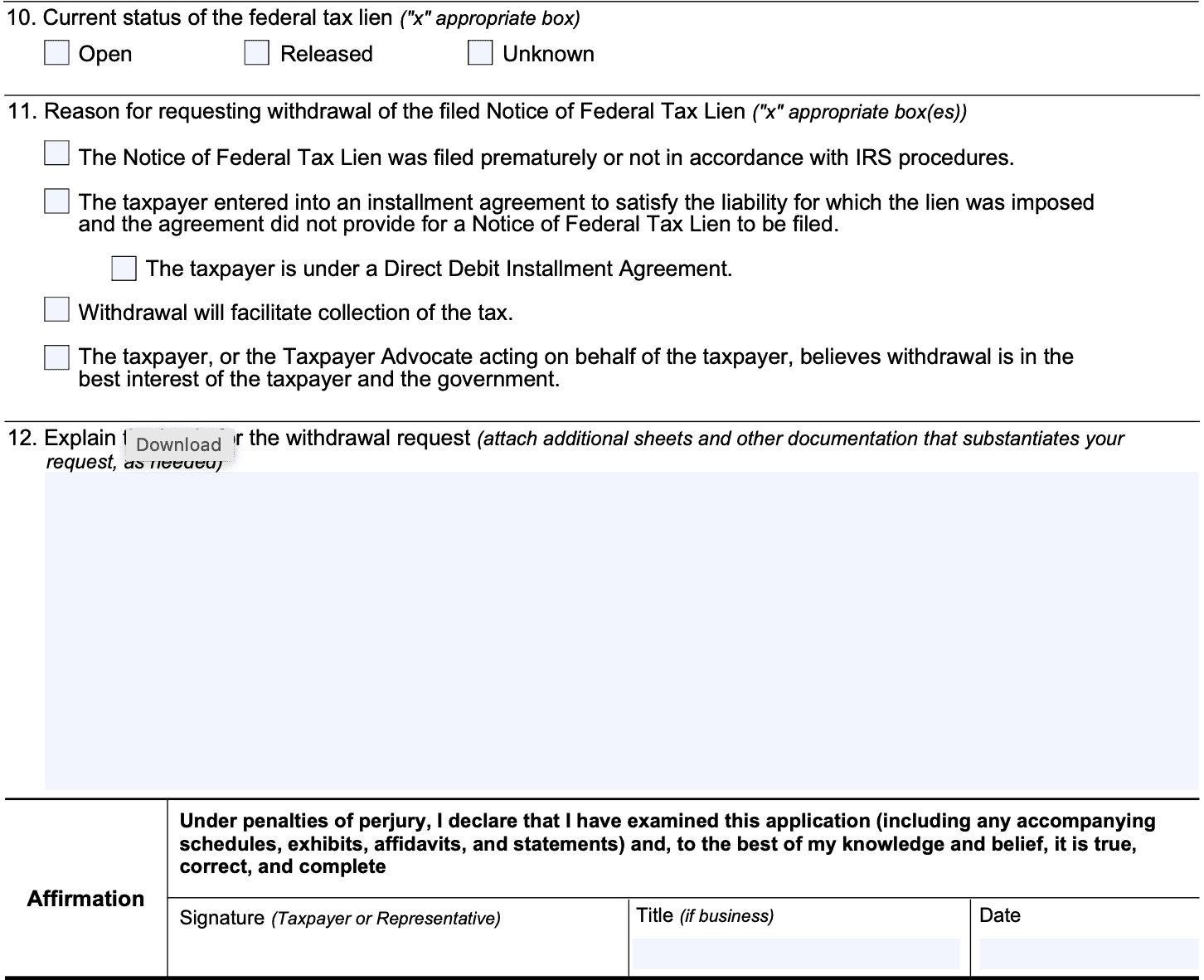 Irs Lien Release Form 12277