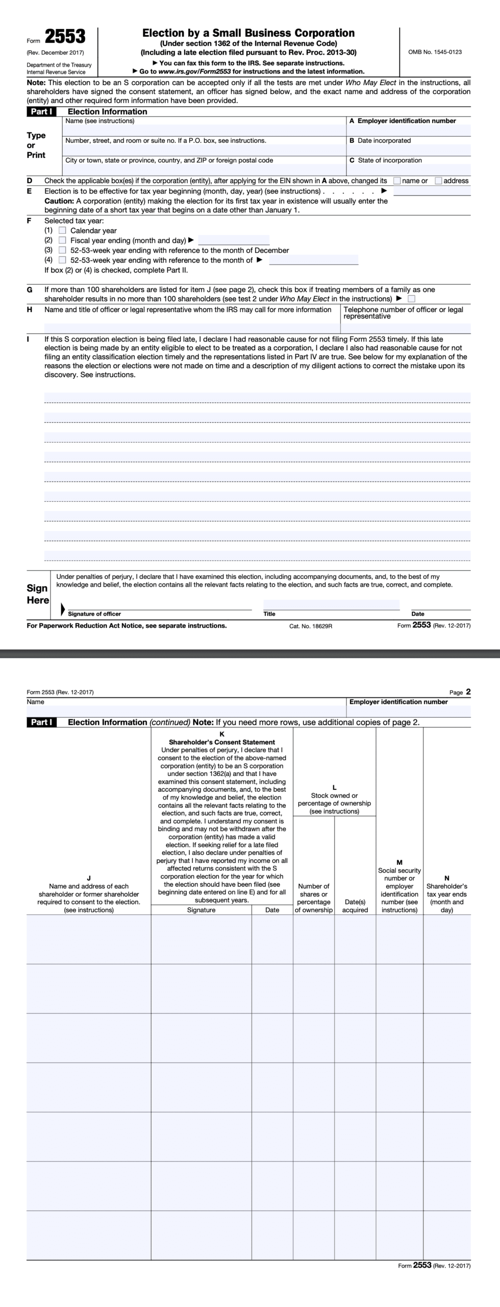 Irs Form 2553 Online Filing
