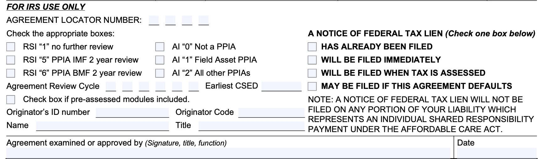IRS Form 433 D Instructions Setting Up An Installment Agreement