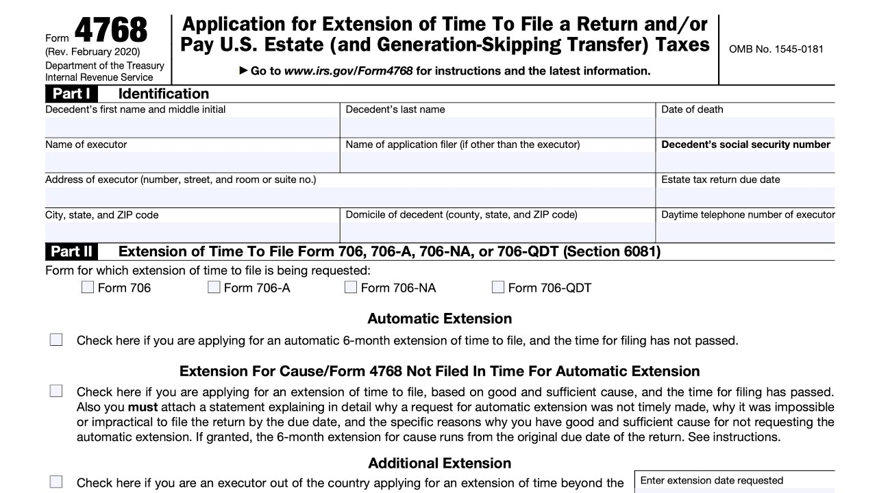 IRS Form 4768 Walkthrough Tax Return Extension Request For Estate Or GSTT Tax Returns 