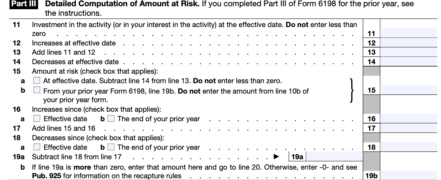 Federal Tax Form 6198