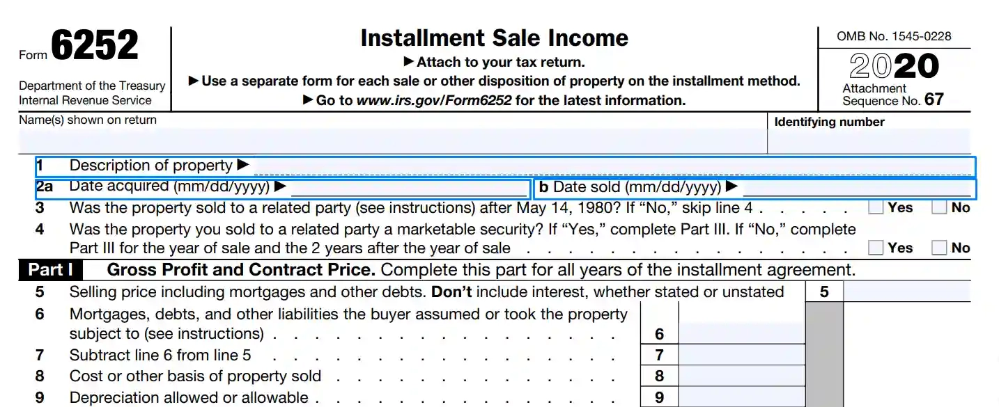 Irs Installment Sale Form 6252