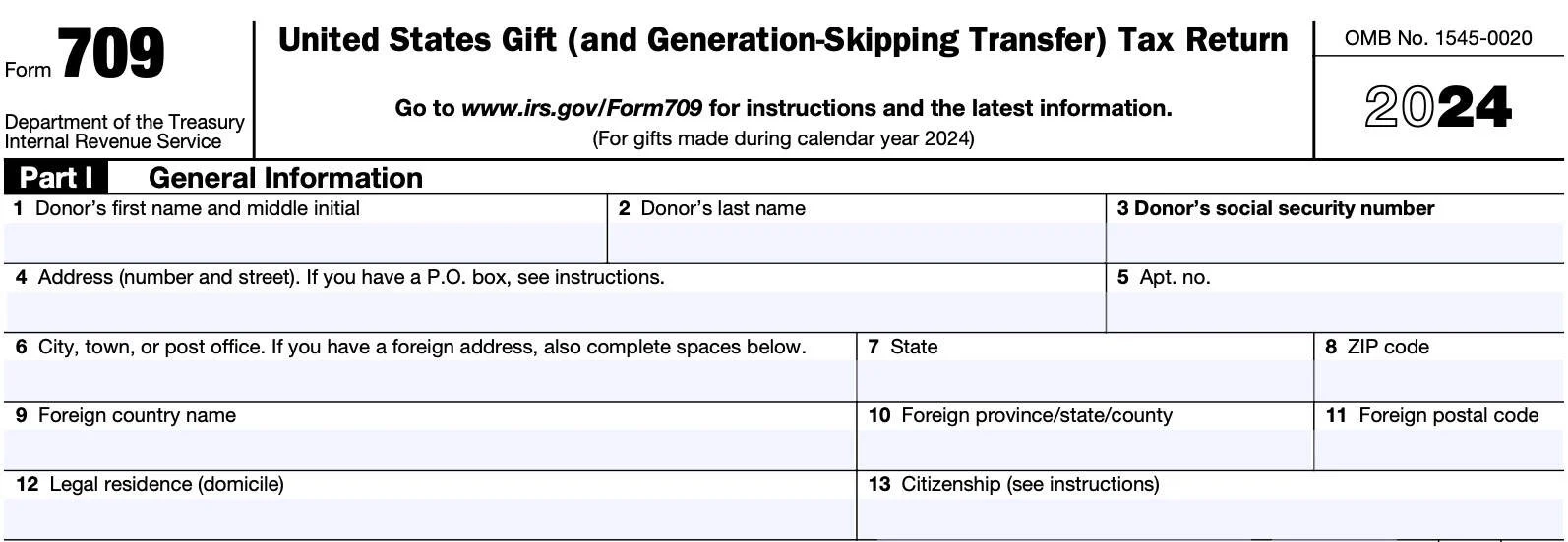 IRS Form 709 Instructions