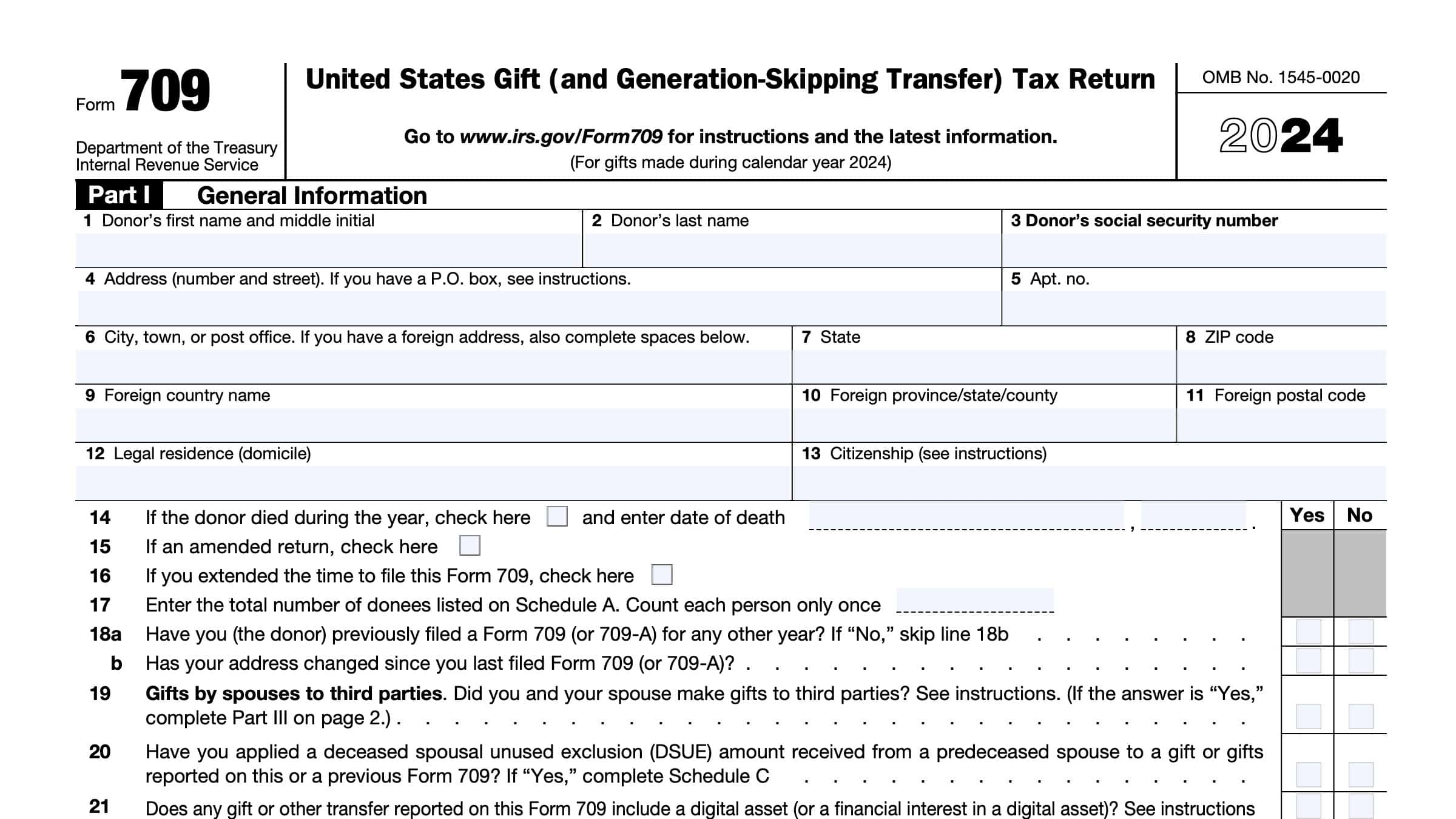 Irs Form 709 Instructions 2024 Pdf