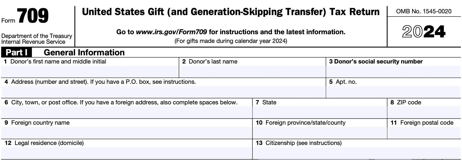 IRS Form 709 Instructions