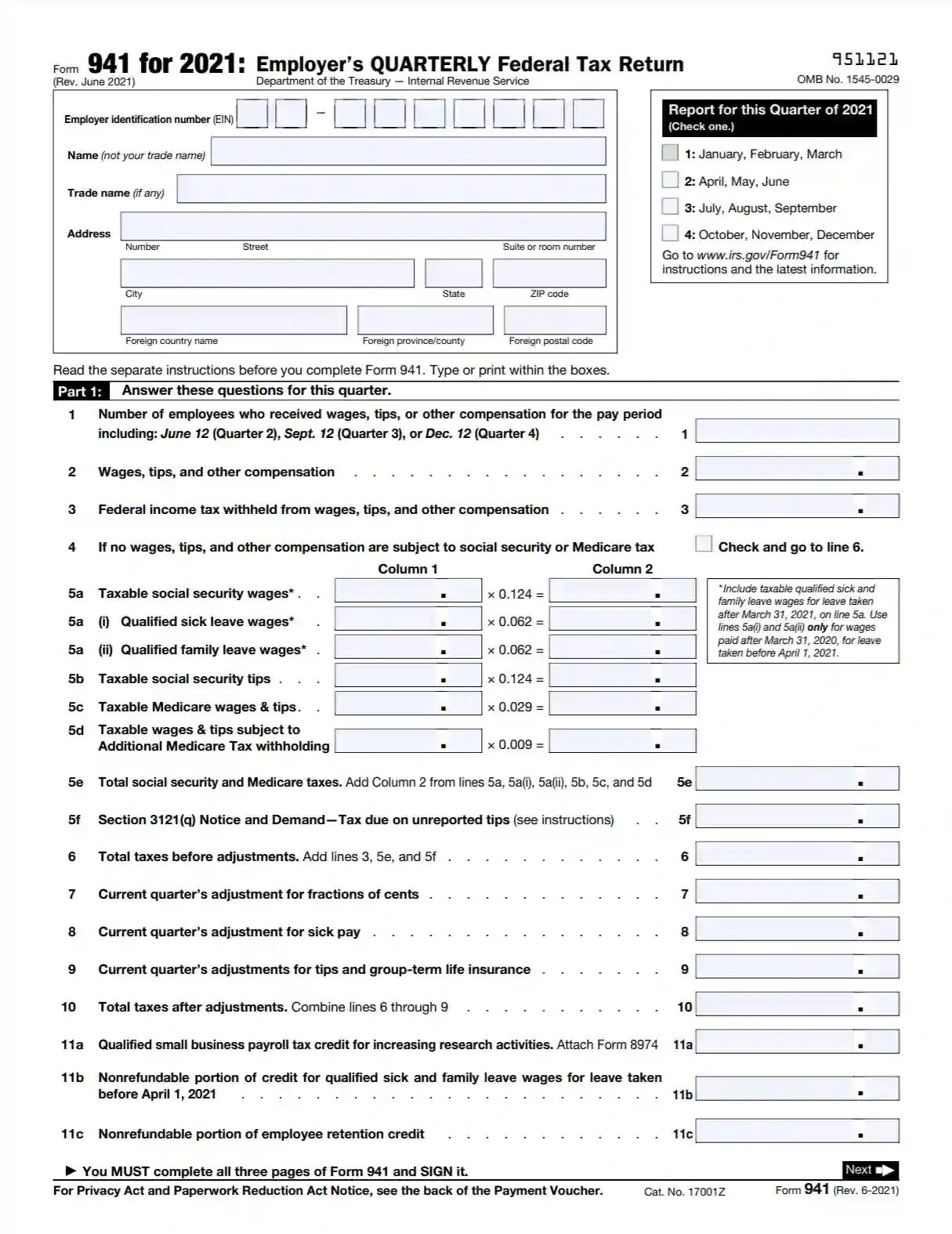 Irs Form 941 X Printable 2022