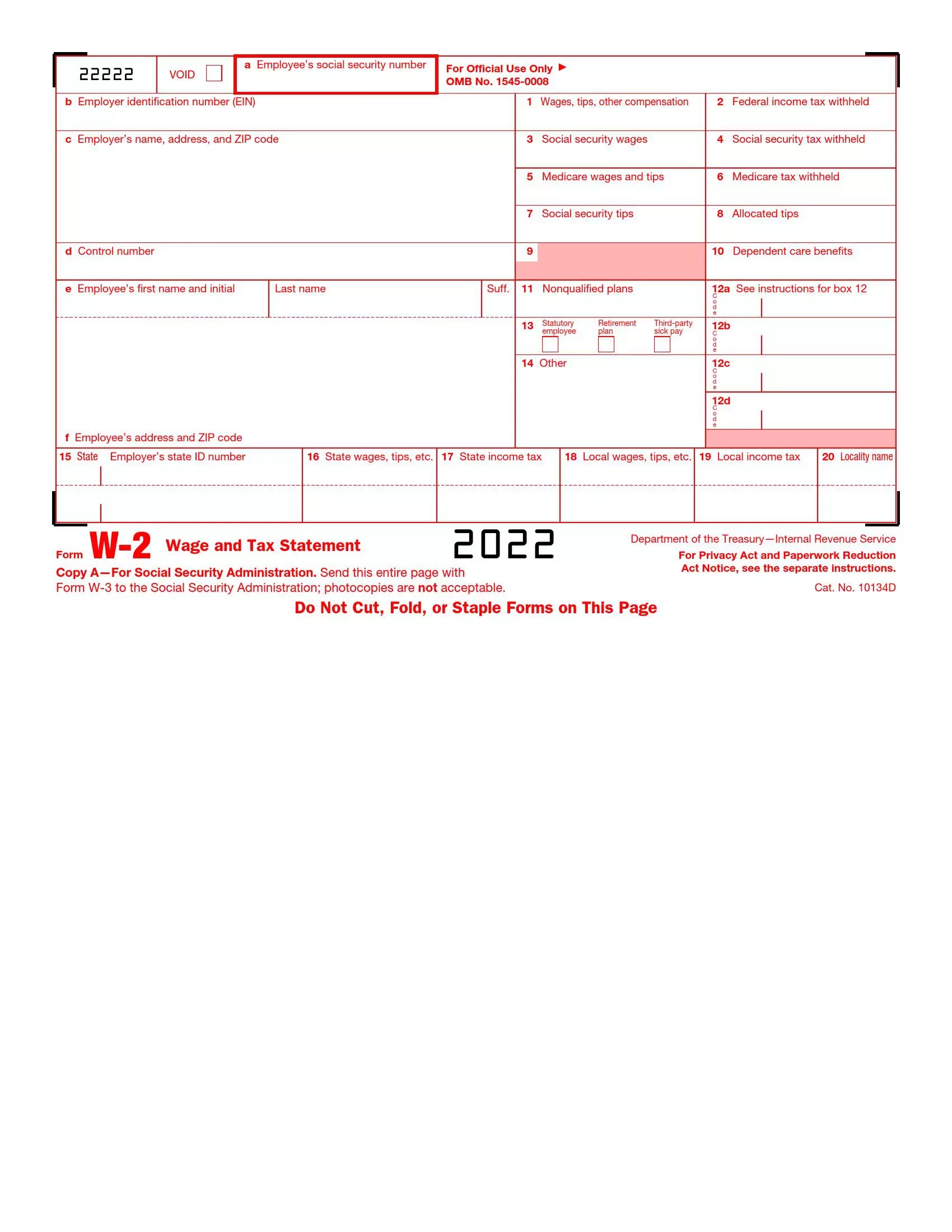 Irs Fillable Forms 2022