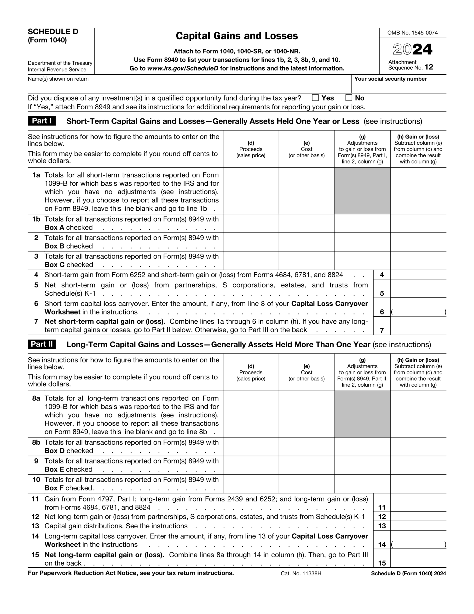 IRS Schedule D