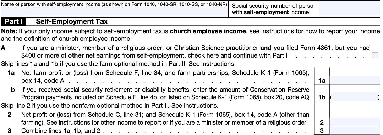 2025 1040 Form Schedule Se