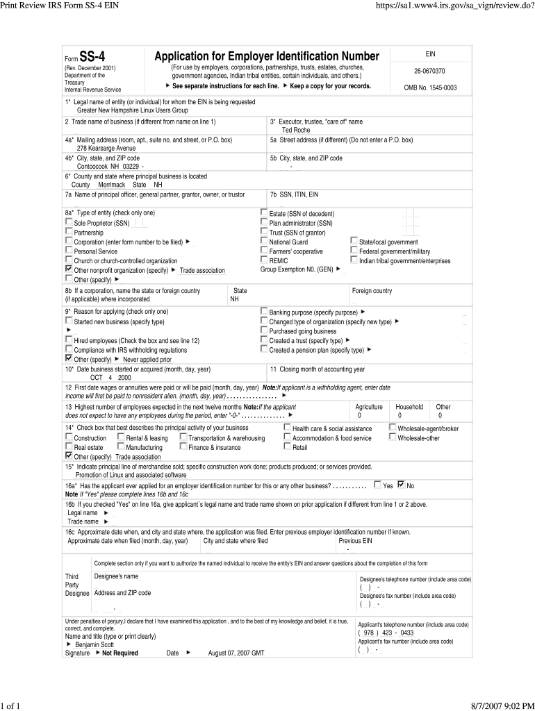 Irs Form Ss-4 Online Application