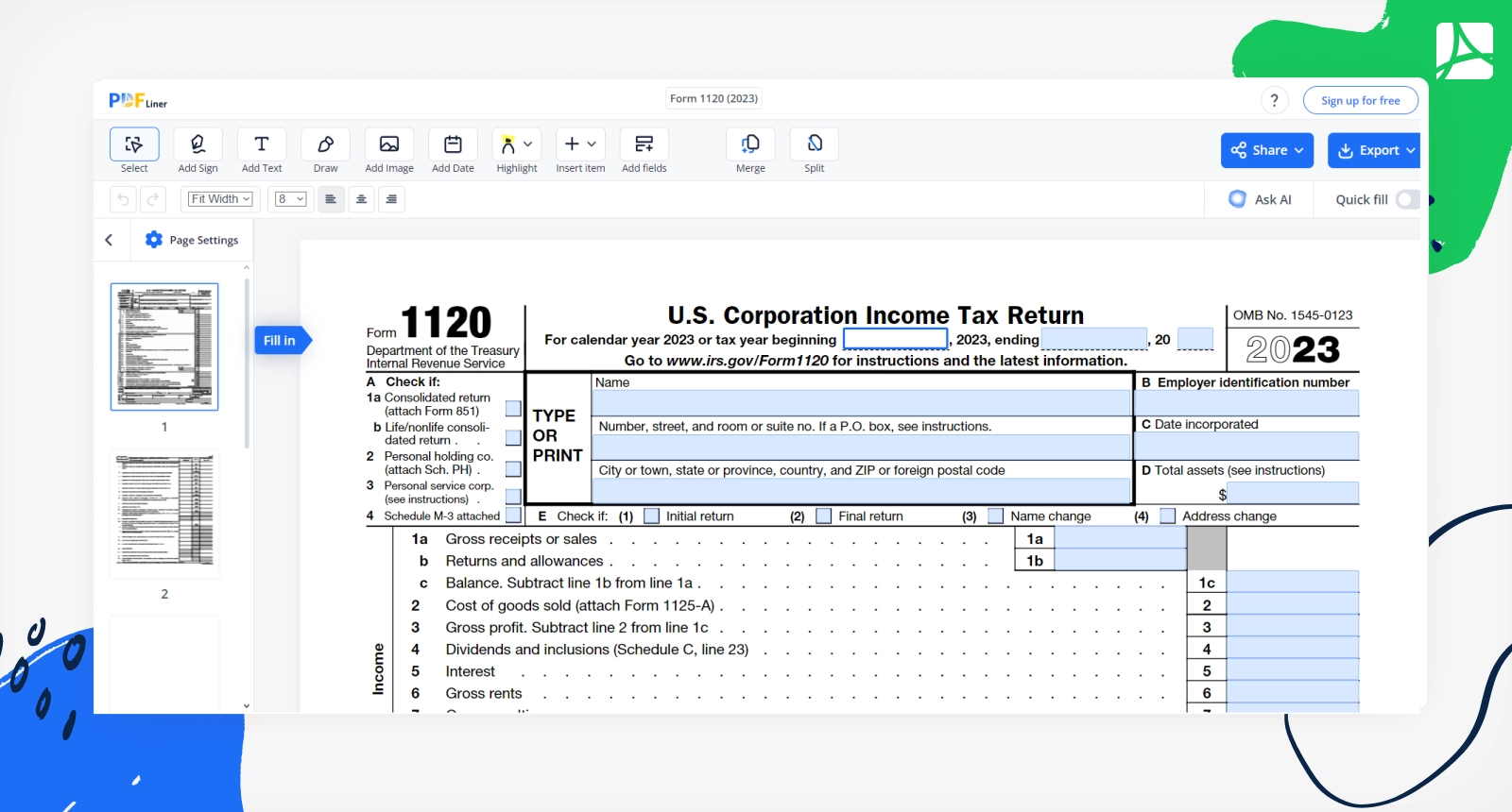 Irs Form 1120 H 2023