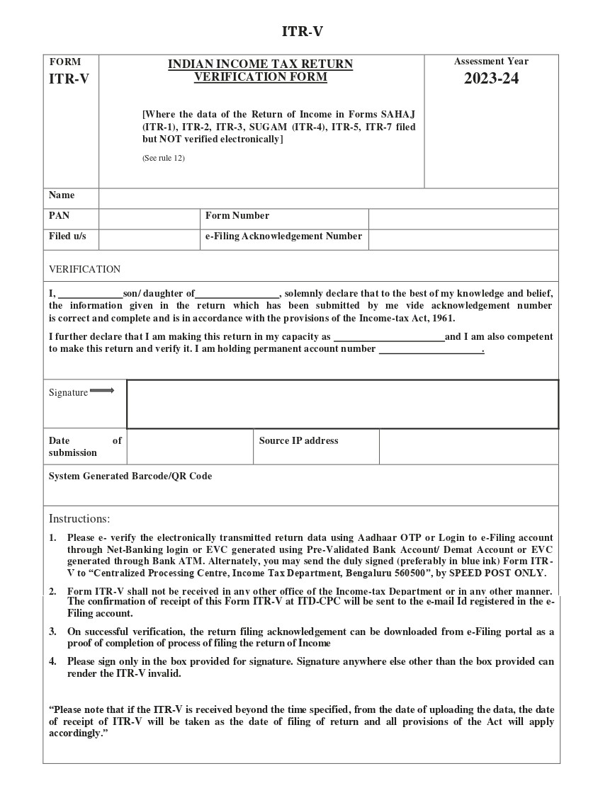 ITR Filing FY 23 24 How To Download ITR V Form Personal 