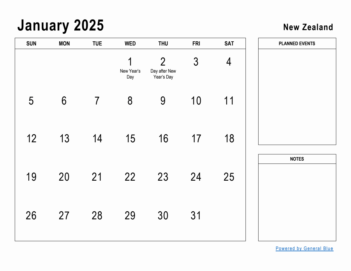 2025 Printable Calendar By Month Nz
