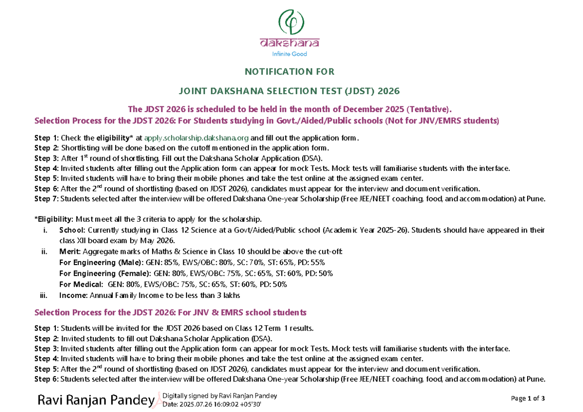 JDST 2026 Notification Selection Process amp Mock Test Details 