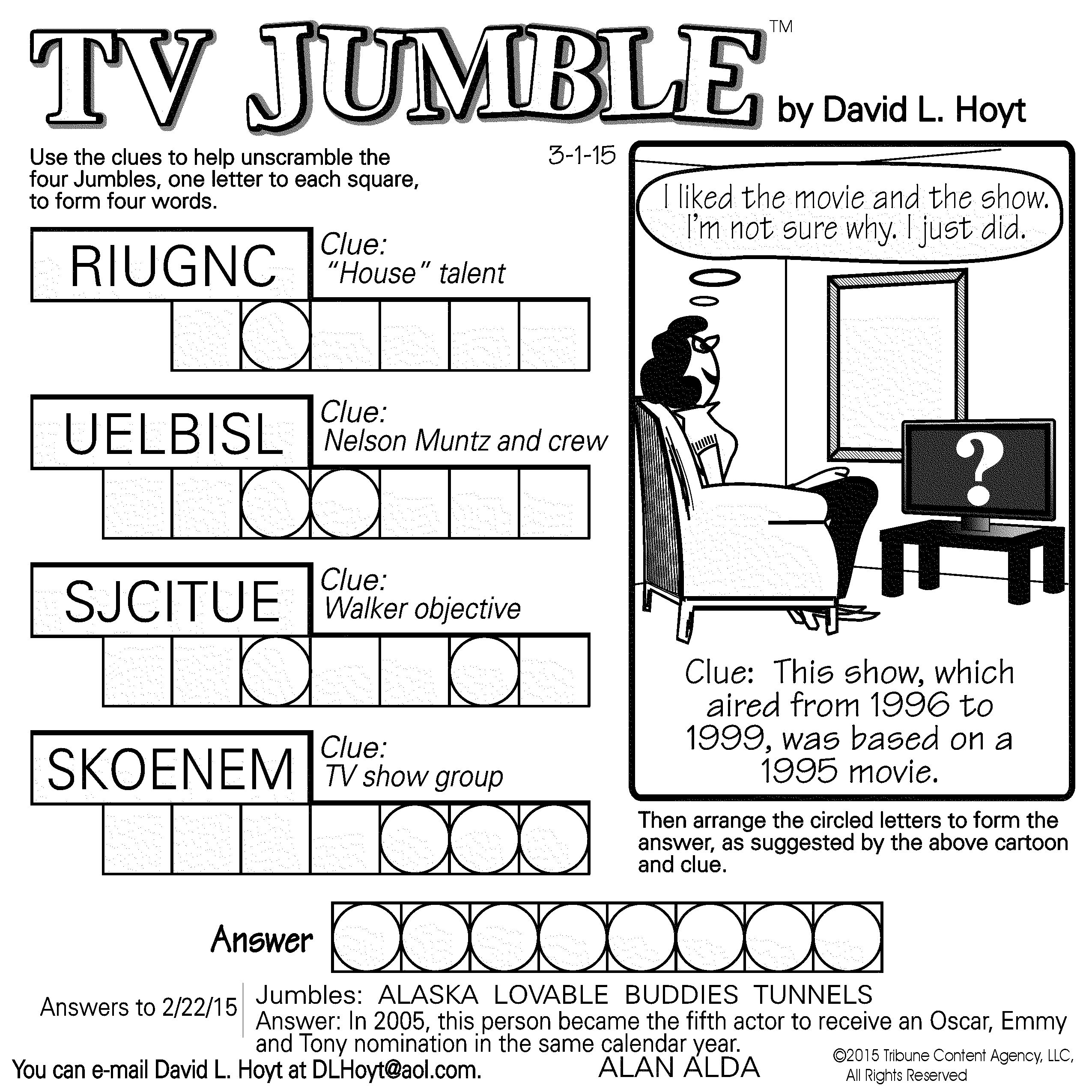 Free Daily Printable Jumble Puzzles