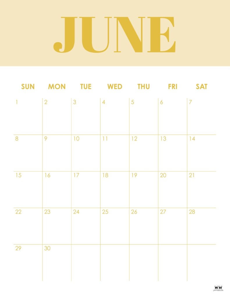 June 2025 Calendars 107 FREE Printables Printabulls
