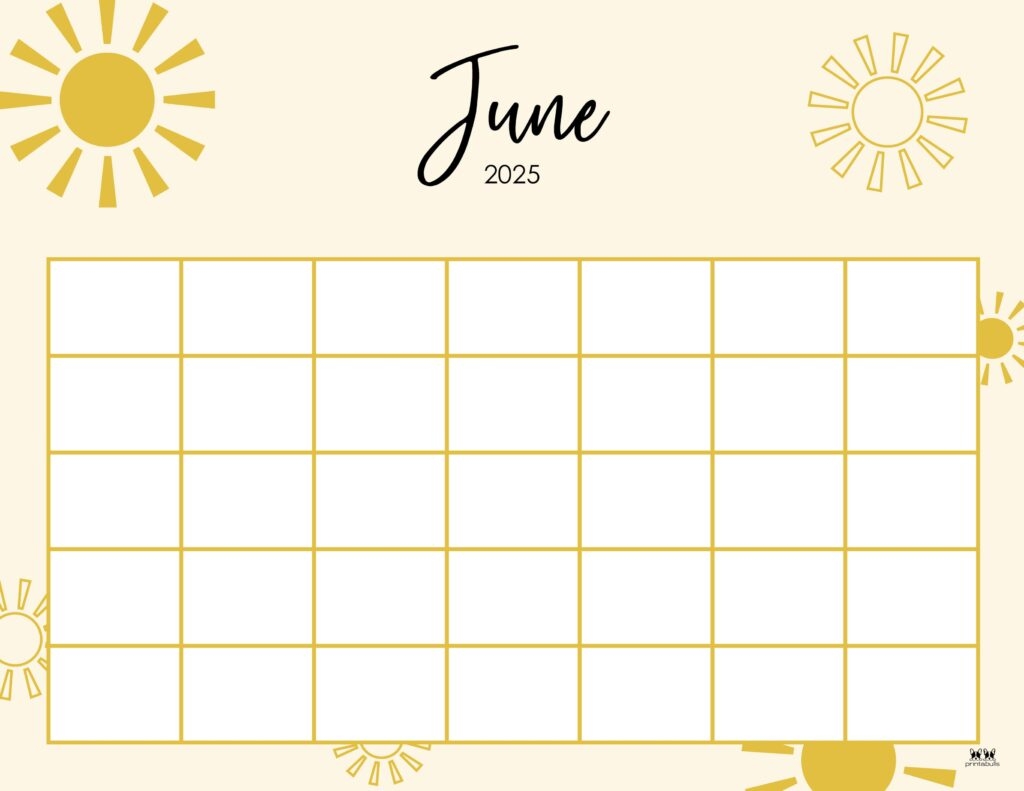 Blank Calendar June Printable