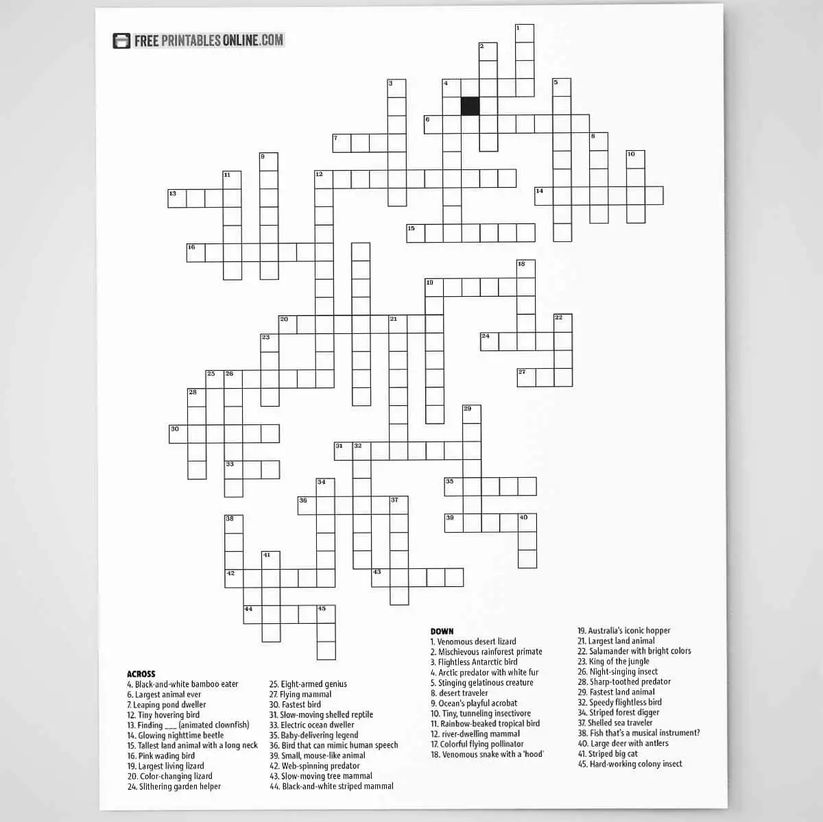 Free Kids Crossword Puzzles Printables Hard