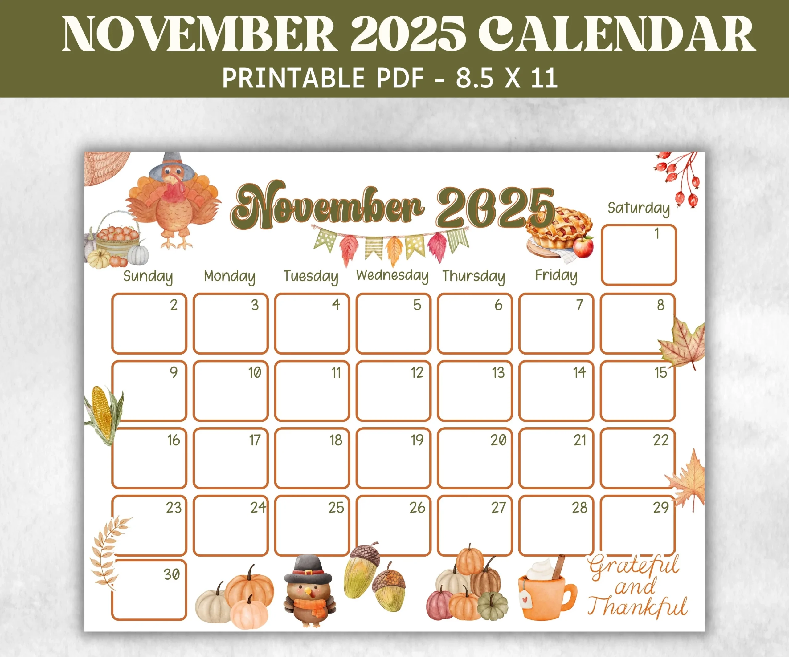 November Calendar For Kids Printable