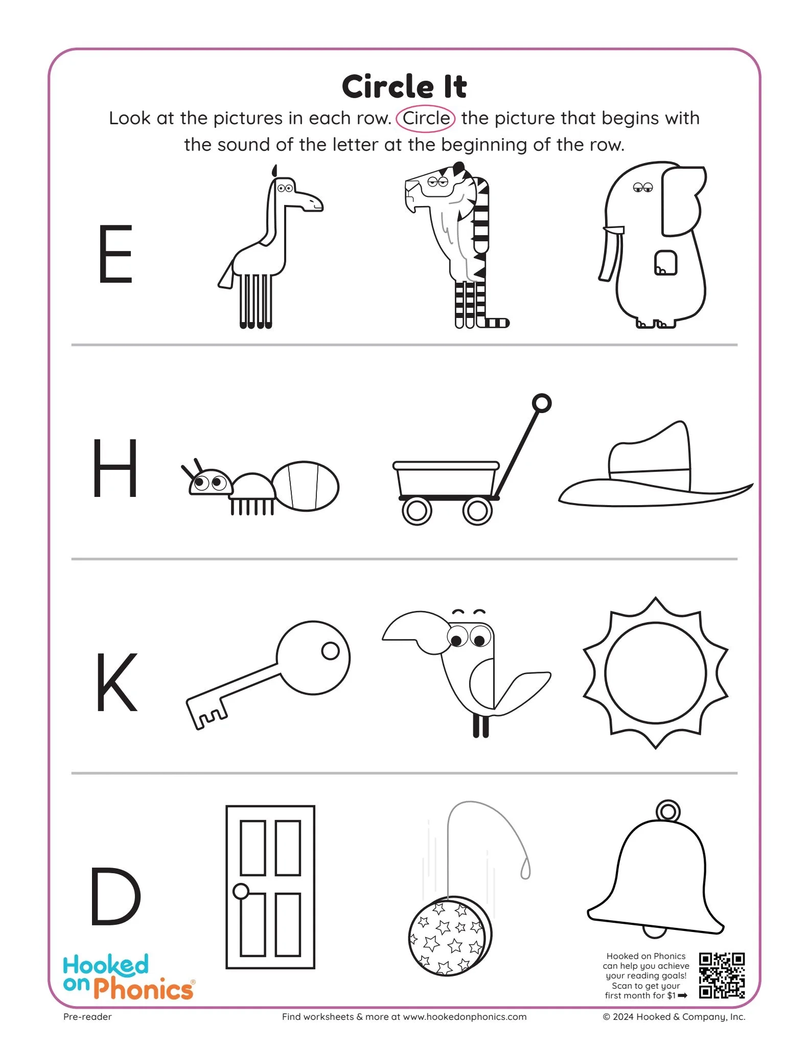 Kindergarten Phonics Worksheets Hooked On Phonics
