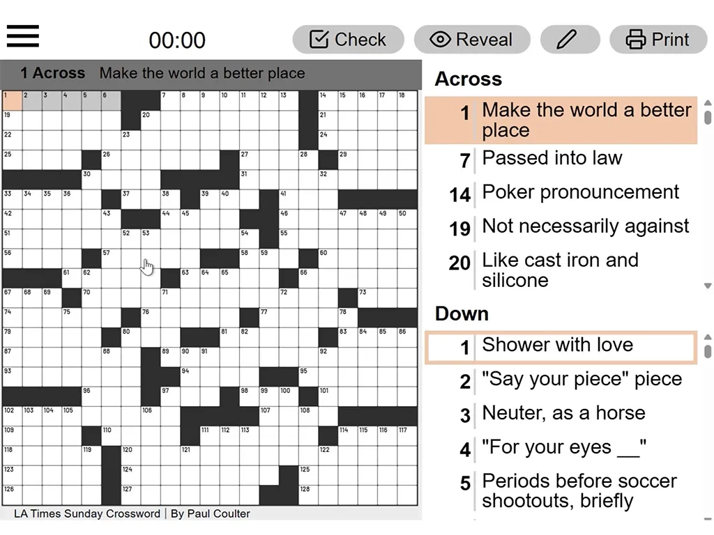 Printable La Times Sunday Crossword Puzzles