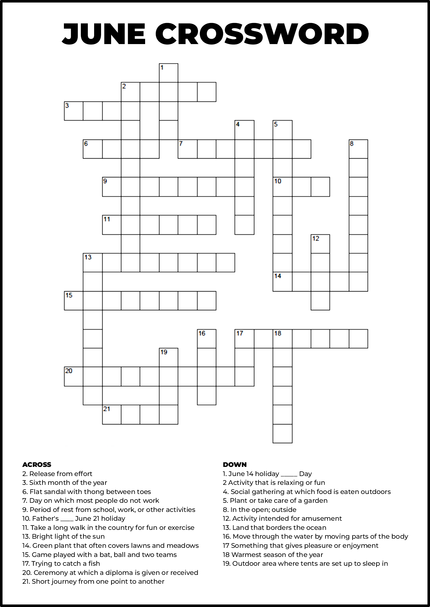 Large Print Easy Crossword Puzzles 10 Free PDF Printables 